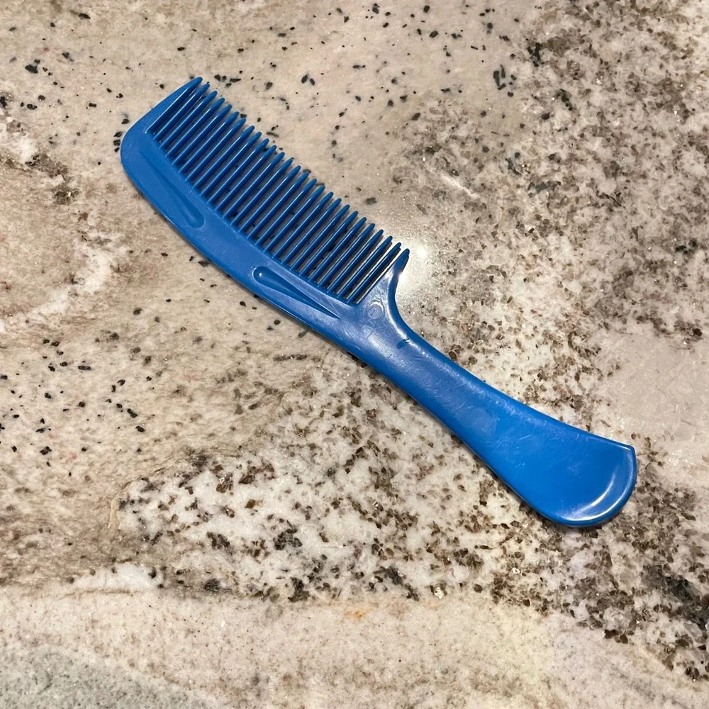 Vintage Goody Unbreakable Super Comb blue #448 Made in USA 1989‎ Wide Tooth Comb